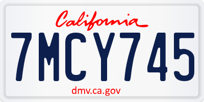 CA license plate 7MCY745