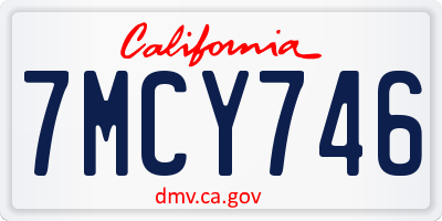 CA license plate 7MCY746