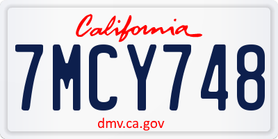 CA license plate 7MCY748