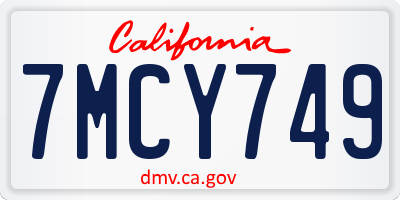 CA license plate 7MCY749