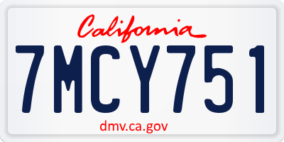 CA license plate 7MCY751