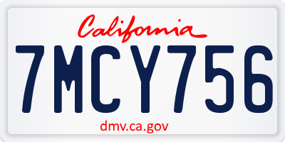 CA license plate 7MCY756
