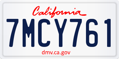 CA license plate 7MCY761