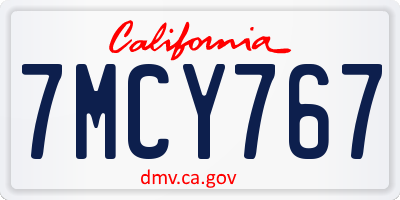 CA license plate 7MCY767