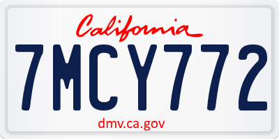 CA license plate 7MCY772