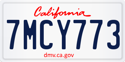 CA license plate 7MCY773