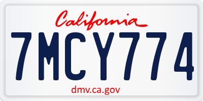 CA license plate 7MCY774