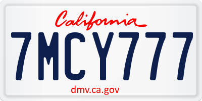 CA license plate 7MCY777