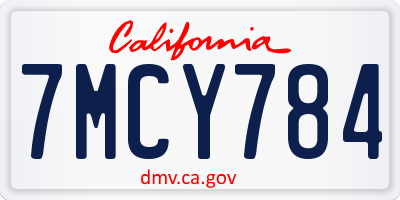 CA license plate 7MCY784