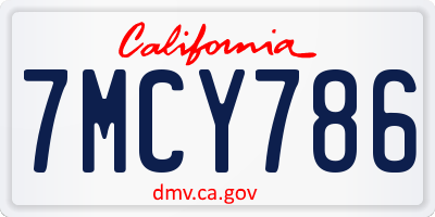 CA license plate 7MCY786