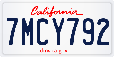 CA license plate 7MCY792