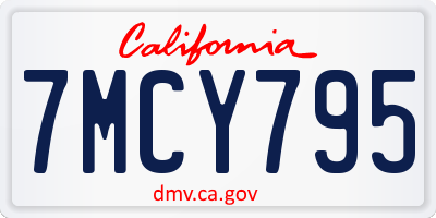 CA license plate 7MCY795