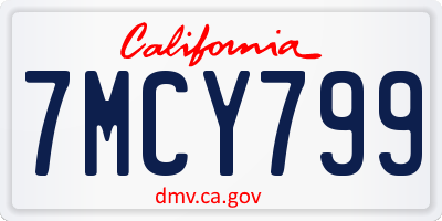 CA license plate 7MCY799