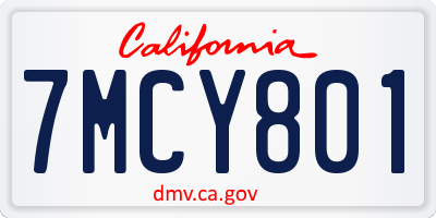 CA license plate 7MCY801