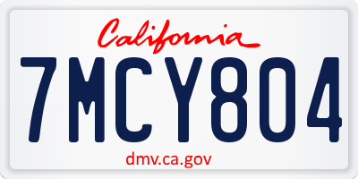 CA license plate 7MCY804