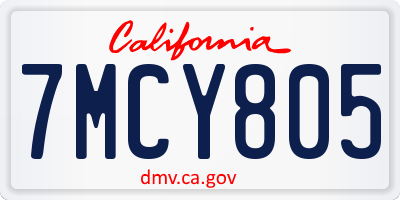 CA license plate 7MCY805