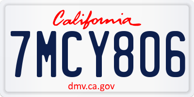 CA license plate 7MCY806