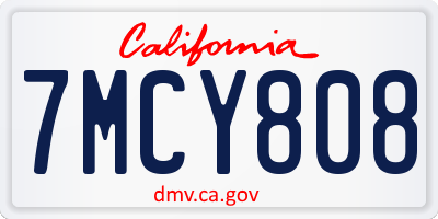 CA license plate 7MCY808