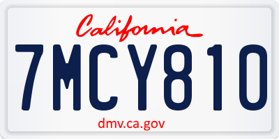 CA license plate 7MCY810