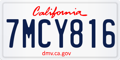 CA license plate 7MCY816