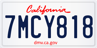 CA license plate 7MCY818