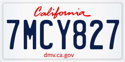 CA license plate 7MCY827