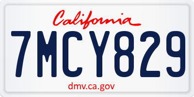 CA license plate 7MCY829
