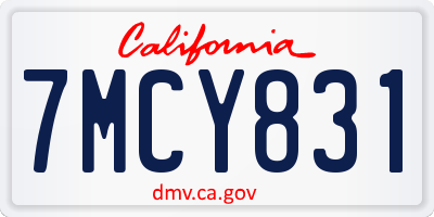 CA license plate 7MCY831