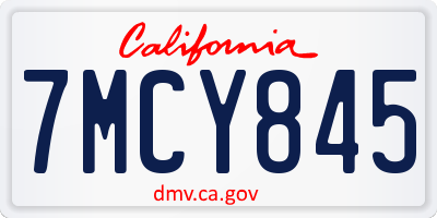 CA license plate 7MCY845