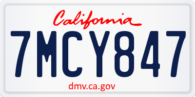 CA license plate 7MCY847