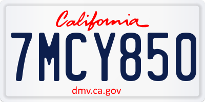 CA license plate 7MCY850