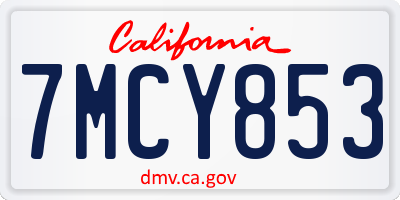 CA license plate 7MCY853