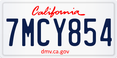 CA license plate 7MCY854