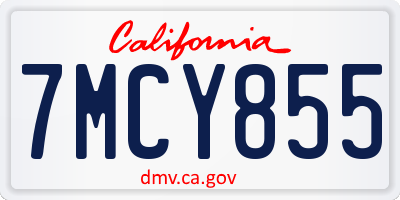 CA license plate 7MCY855