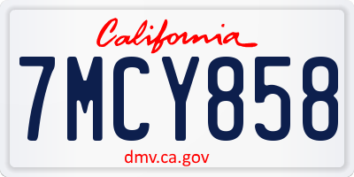 CA license plate 7MCY858