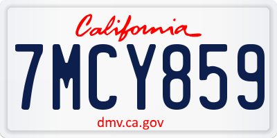 CA license plate 7MCY859