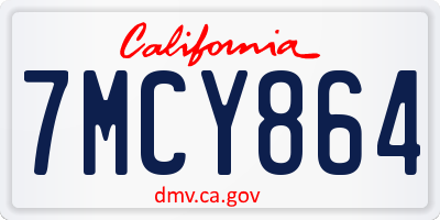 CA license plate 7MCY864
