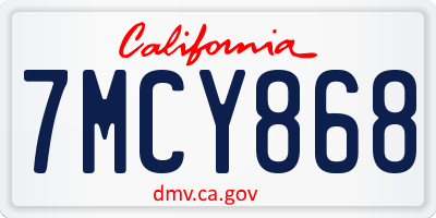 CA license plate 7MCY868