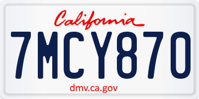 CA license plate 7MCY870
