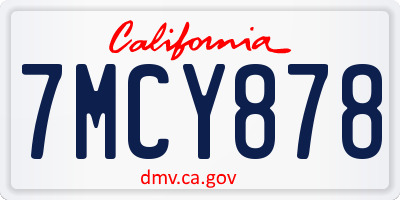 CA license plate 7MCY878