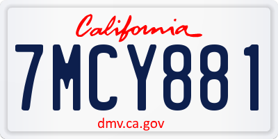 CA license plate 7MCY881