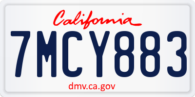 CA license plate 7MCY883