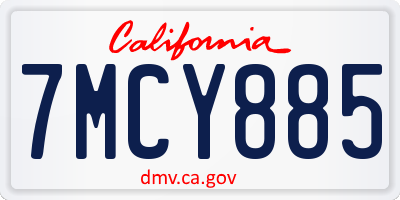 CA license plate 7MCY885