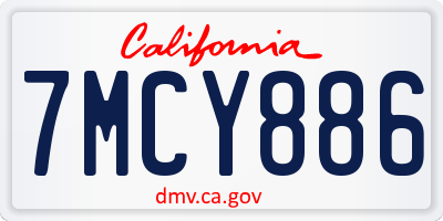 CA license plate 7MCY886