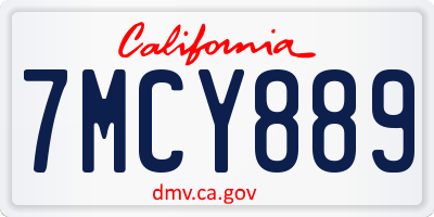CA license plate 7MCY889