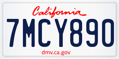 CA license plate 7MCY890