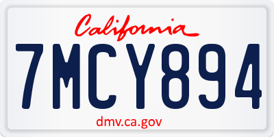 CA license plate 7MCY894