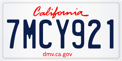 CA license plate 7MCY921