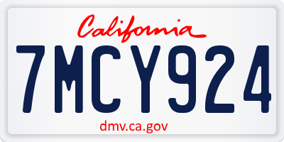 CA license plate 7MCY924
