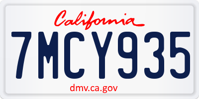 CA license plate 7MCY935